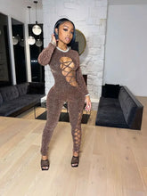 Load image into Gallery viewer, Hallow-Out Bandage Side Bodycon Jumpsuit - S / Khaki