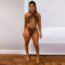 Load image into Gallery viewer, Halter Bow Backless Crop Top 2 Piece Bikini Set
