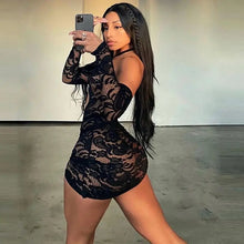 Load image into Gallery viewer, Halter Cut Out Mesh Embroidery Mini Dress