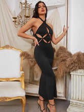 Load image into Gallery viewer, Halter Hollow-Out High Waist Split Dress