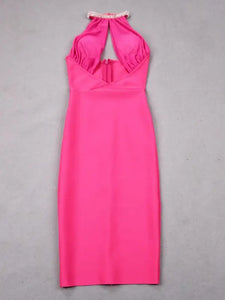 Halter V Neck Diamond Bandage Dress