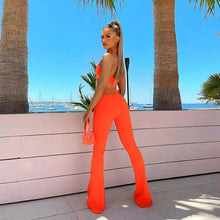 Load image into Gallery viewer, Halter Wrapped Chest Waist Hollow Out Bell-Bottom Pants