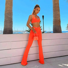 Load image into Gallery viewer, Halter Wrapped Chest Waist Hollow Out Bell-Bottom Pants
