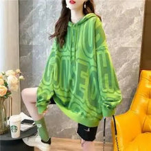 Load image into Gallery viewer, Harajuku Patchwork Long Sleeve Oversized Hoodie - green