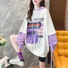 Load image into Gallery viewer, Harajuku Patchwork Long Sleeve Oversized Hoodie - white / L