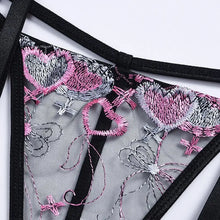 Load image into Gallery viewer, Heart Embroidery See Through Bra &amp; Panty 3 Piece Set