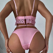Load image into Gallery viewer, Heart Embroidery Up See Through Mesh Lingerie Set