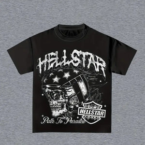 Hell Star Y2K Skull Print Tee - Black / S(4) - customized