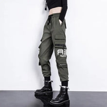 Load image into Gallery viewer, High Waist Drawstring Loose Cargo Pants - Army Green / M