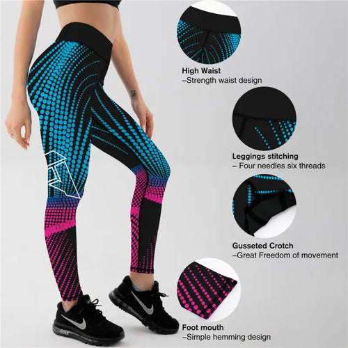 High Waist Elasticity Digital Print Push Up Leggings