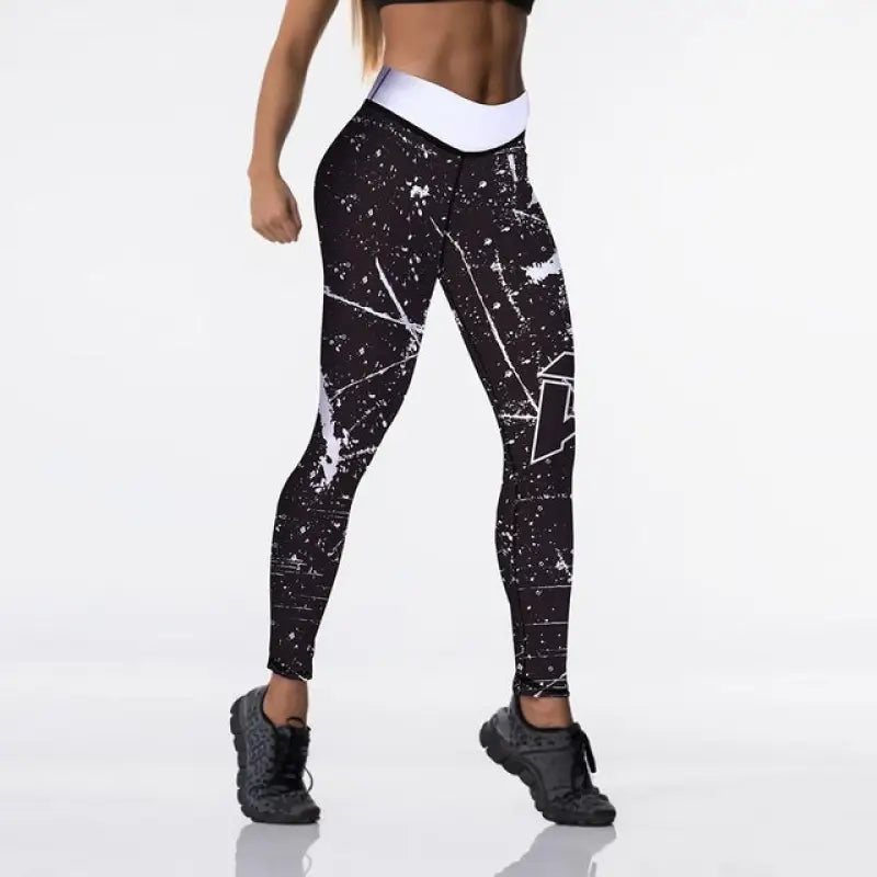 High Waist Elasticity Digital Print Push Up Leggings