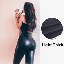 Load image into Gallery viewer, Hip Lifting Casual Black PU Pants High Waist Warm Leggings