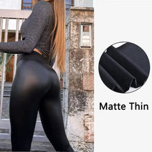 Load image into Gallery viewer, Hip Lifting Casual Black PU Pants High Waist Warm Leggings