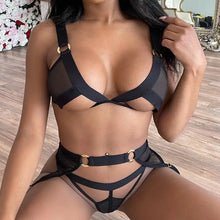 Load image into Gallery viewer, Hollow Out Bra and Panty Lace Mesh Lingerie Set
