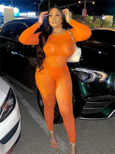 Load image into Gallery viewer, Hollow Out Sheer O Neck See Through Jumpsuit - Orange