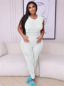 Hollow Out Sheer O Neck See Through Jumpsuit - White Short