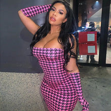 Load image into Gallery viewer, Hot Pink Strapless Off Shoulder Bodycon Dress With Gloves