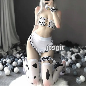 Japanese Cow Cosplay Lolita Bra and Panty Set - white