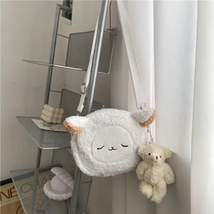 Japanese Style Kawaii Cartoon Plush Shoulder Bag - White