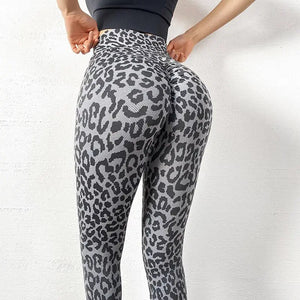 Scrunch Butt High Waist Stretchy Zebra Leggings - Leopard