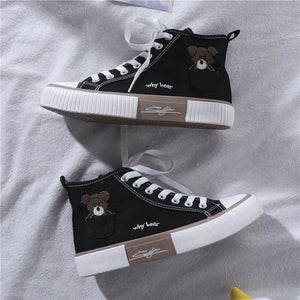 Kawaii High Top Flats Casual Fashion Bear Sneakers