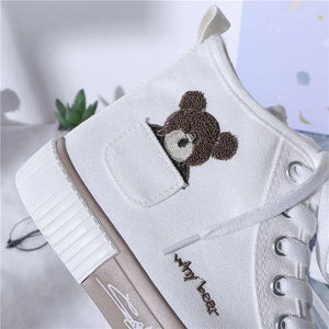 Kawaii High Top Flats Casual Fashion Bear Sneakers