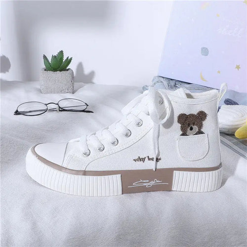 Kawaii High Top Flats Casual Fashion Bear Sneakers