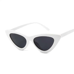 Keep Lurking Cat-Eye Designer Sunglasses - White Gray