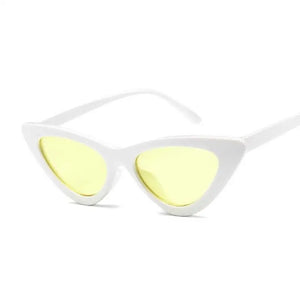 Keep Lurking Cat-Eye Designer Sunglasses - White Yellow