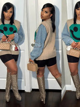 Load image into Gallery viewer, Knitted Graphic Khaki O Neck Knitwear Sweater