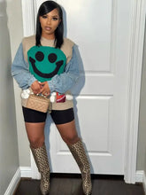Load image into Gallery viewer, Knitted Graphic Khaki O Neck Knitwear Sweater