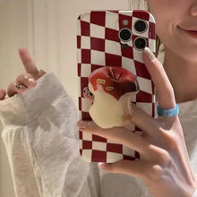 Load image into Gallery viewer, Korean Red Checkerboard Fruit Bracket Soft Phone Case