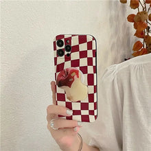 Load image into Gallery viewer, Korean Red Checkerboard Fruit Bracket Soft Phone Case