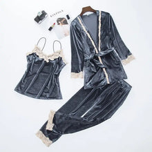 Load image into Gallery viewer, Lace Kimono Pajama Set - Gra - E / XL
