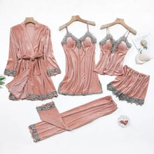 Load image into Gallery viewer, Lace Kimono Pajama Set - Pink - A / L