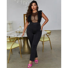 Load image into Gallery viewer, Lace Ruffle Hem See Through Sleeveless Long Jumpsuit