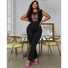 Load image into Gallery viewer, Lace Ruffle Hem See Through Sleeveless Long Jumpsuit