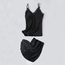 Load image into Gallery viewer, Lace Satin Robe Sleepwear Set - Black - C / XXL