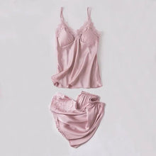 Load image into Gallery viewer, Lace Satin Robe Sleepwear Set - Pink - C / XXL