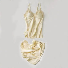 Load image into Gallery viewer, Lace Satin Robe Sleepwear Set - Yellow - C / XXL