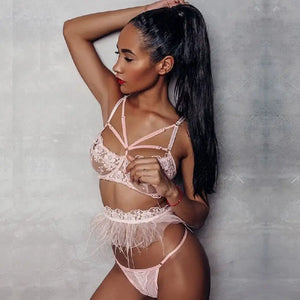 Lace See Through Transparent Babydoll Lingerie Set