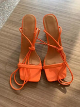 Load image into Gallery viewer, Lace Up Sexy High Heel Square Toe Shoes - Orange / 40