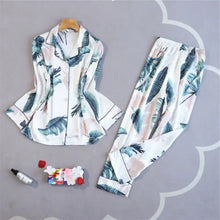 Load image into Gallery viewer, Ladies Satin Pajamas Sleepwear Set - White - Long A / XL