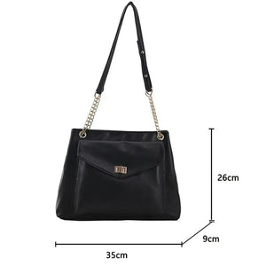 large PU Leather Crossbody Chain Shoulder Handbag