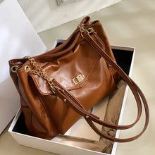 Load image into Gallery viewer, large PU Leather Crossbody Chain Shoulder Handbag - Auburn