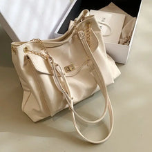 Load image into Gallery viewer, large PU Leather Crossbody Chain Shoulder Handbag - white
