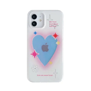 Laser Pink Love heart Pattern phone Case For iphone