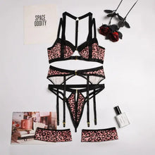 Load image into Gallery viewer, Leopard Hollow Out Patchwork Lingerie Set - MULTI / S