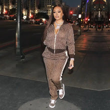 Load image into Gallery viewer, Leopard Jacket Tracksuit Set