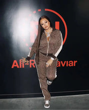 Load image into Gallery viewer, Leopard Jacket Tracksuit Set
